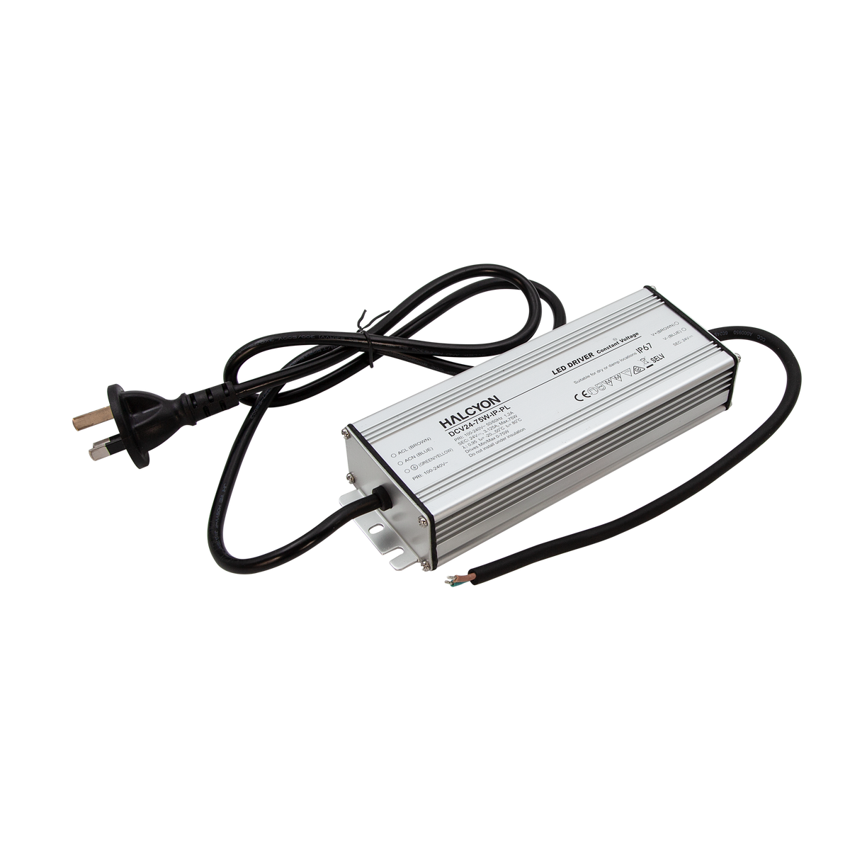 IP67 24V 75W Constant Voltage Non-dimmable Driver Pre-wired With Plug