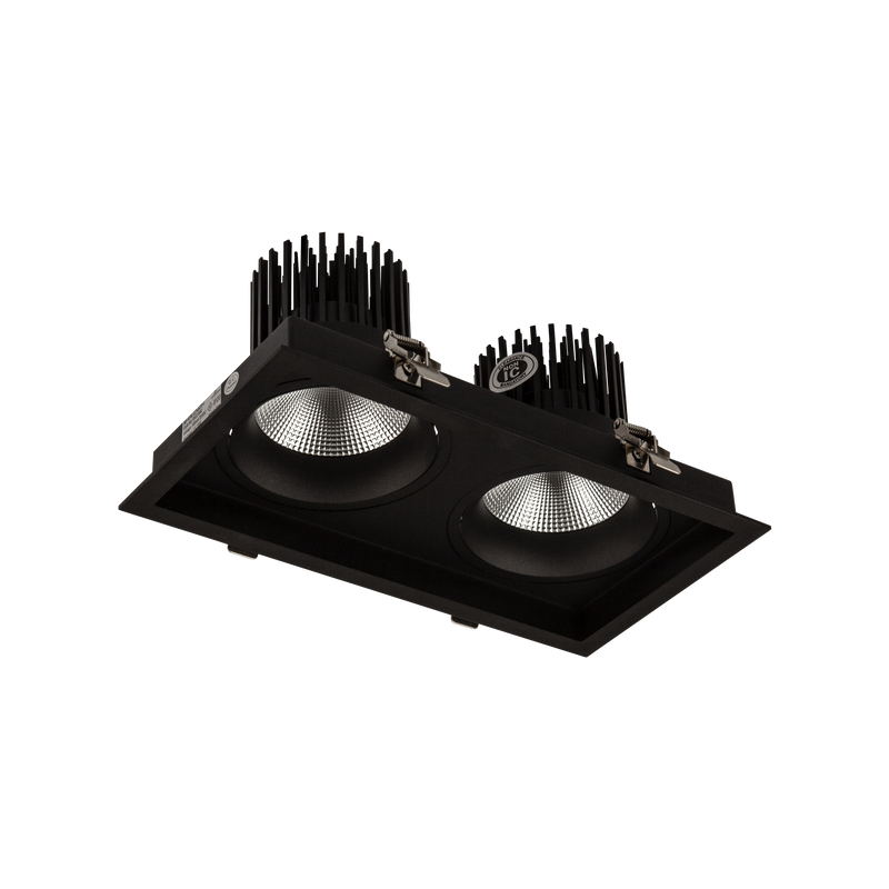 Cevon Box XL Tilt/Rotate Double Downlight Kit Black 3000K