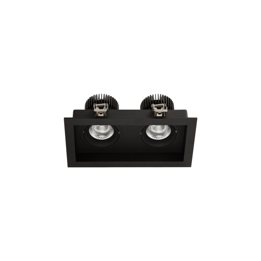 Cevon Box Tilt/Rotate Double Downlight Kit Black 3000K