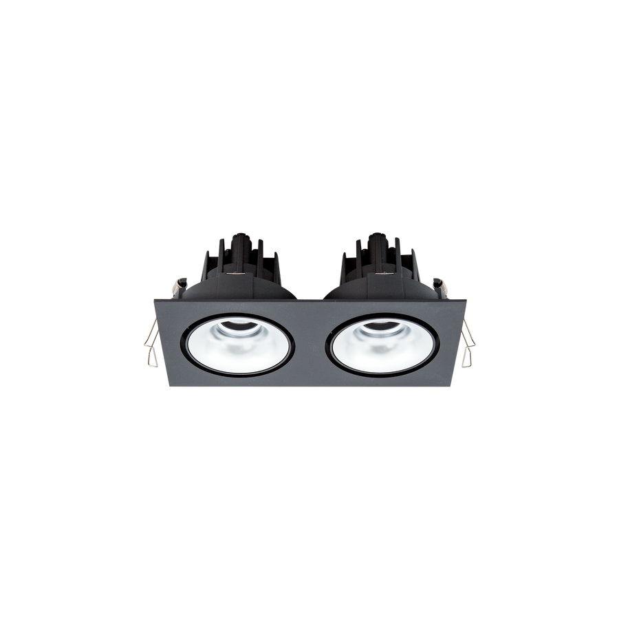 Cevon Tilt/Rotate Sml Double Downlight Kit Black, Silver 3000K