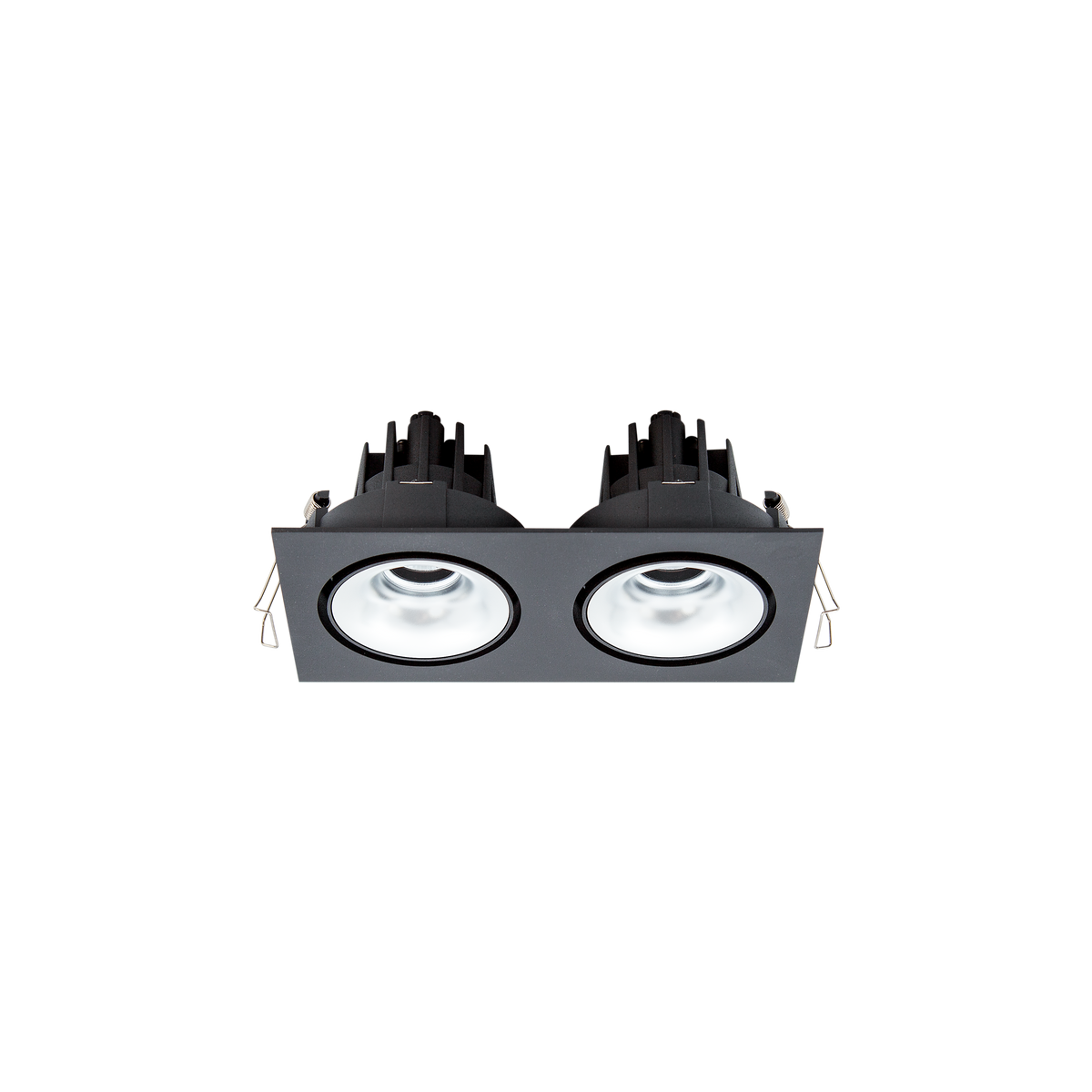 Cevon Tilt/Rotate Sml Double Downlight Kit Black, Silver 3000K