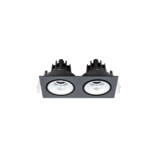 Cevon Tilt/Rotate Sml Double Downlight Kit Black, Silver 3000K