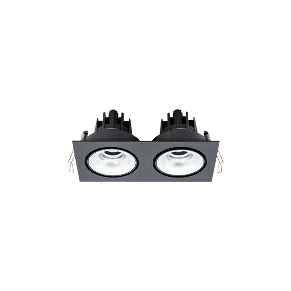 Cevon Tilt/Rotate Sml Double Downlight Kit Black, Silver 3000K