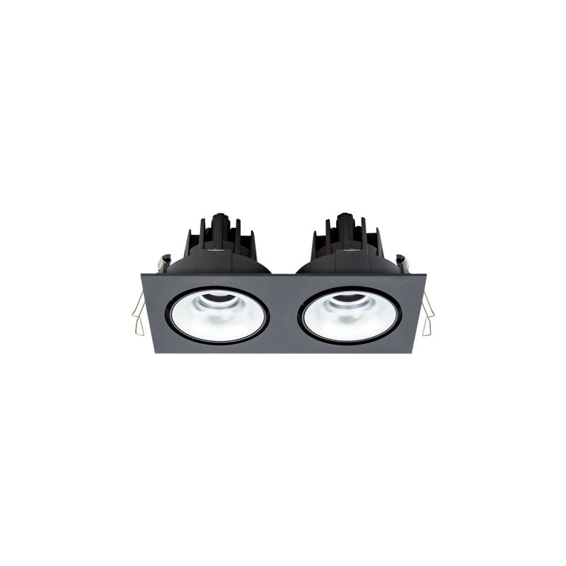 Cevon Tilt/Rotate Sml Double Downlight Kit Black, Silver 3000K