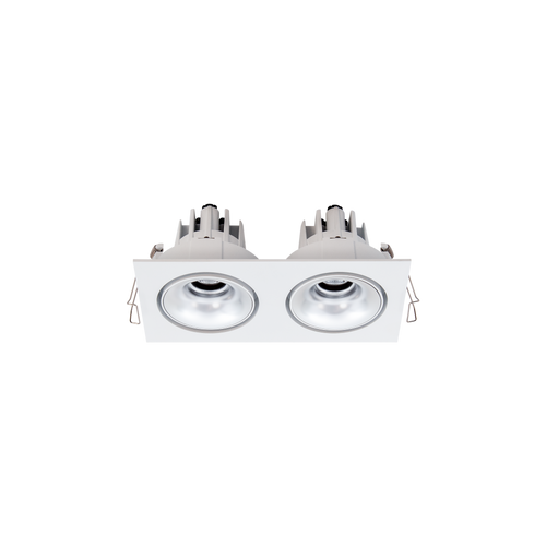 Cevon Tilt/Rotate Sml Double Downlight Kit White, Silver 3000K