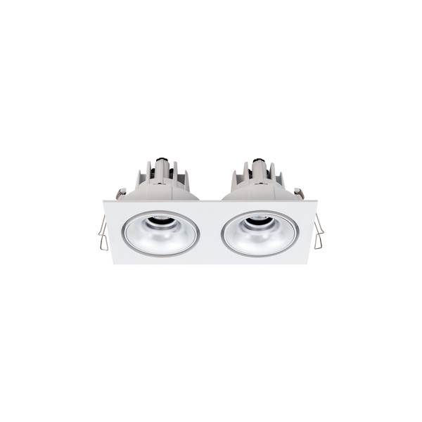 Cevon Tilt/Rotate Sml Double Downlight Kit White, Silver 3000K