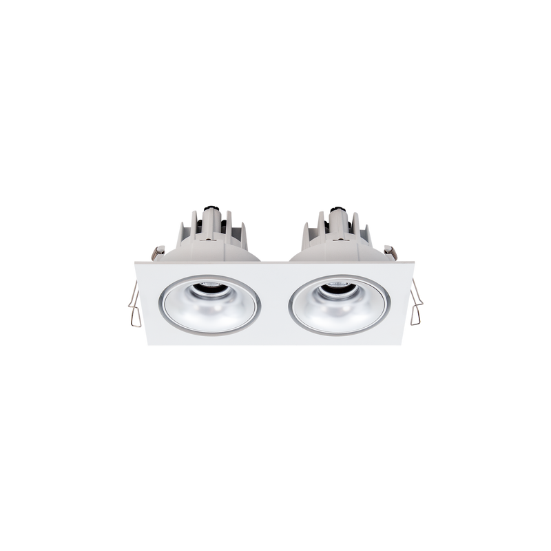 Cevon Tilt/Rotate Sml Double Downlight Kit White, Silver 3000K