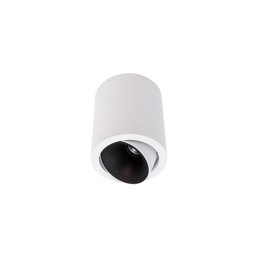 Cevon Large Tilt/Rotate Surface Mt Downlight White, Matt Black 3000K