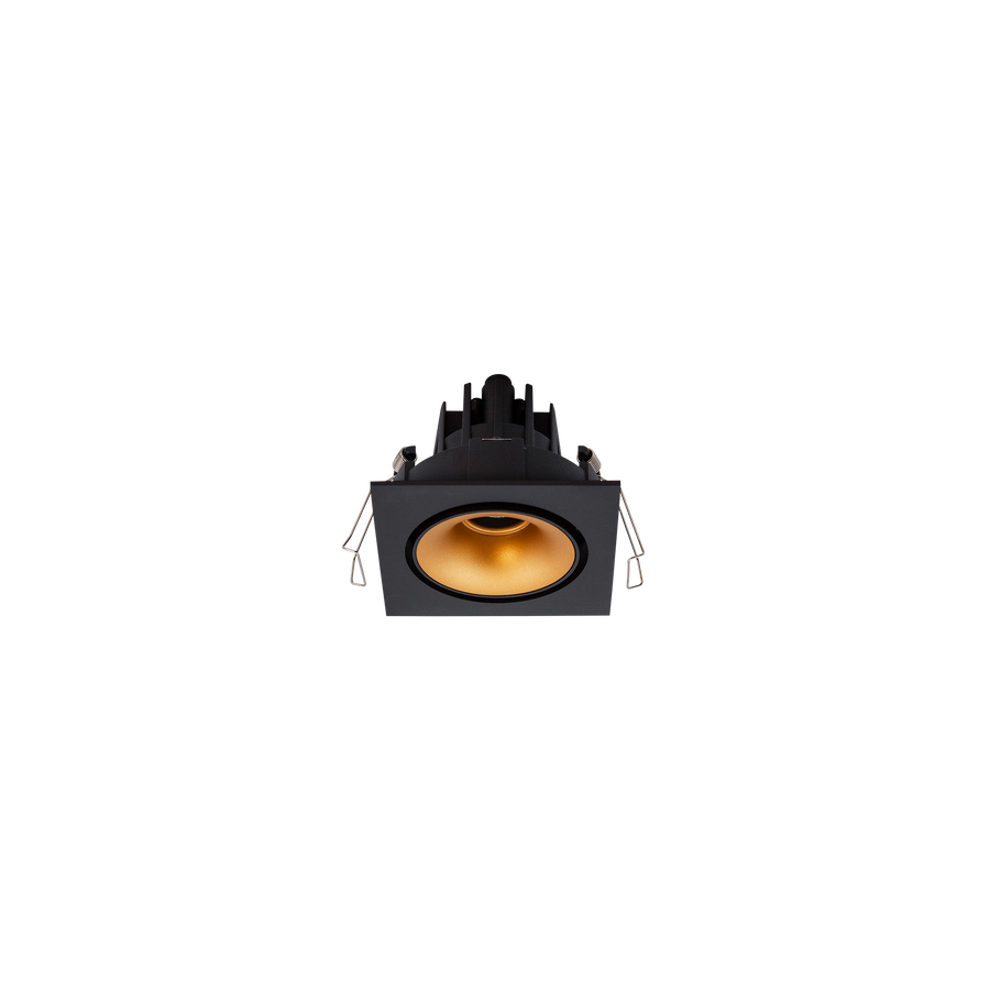 Cevon Tilt/Rotate Square Sml Downlight Kit Black, Gold 3K