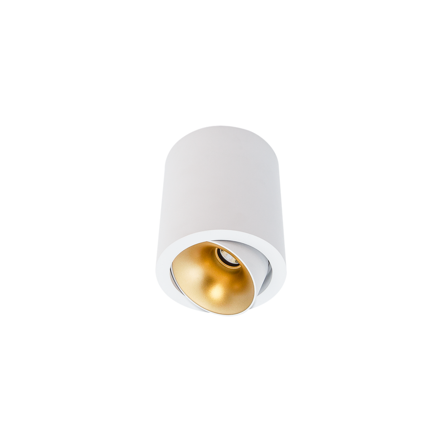 Cevon Large Tilt/Rotate Surface Mt Downlight White, Gold 3000K