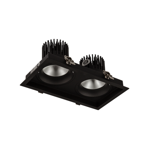 Cevon Box XL Tilt/Rotate Double Downlight Kit Black 4000K