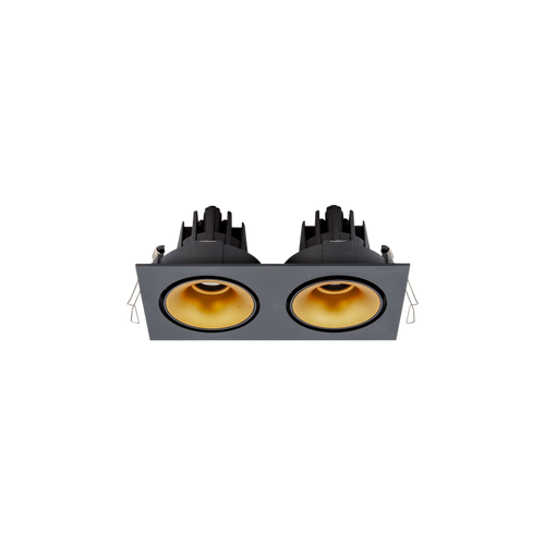 Cevon Tilt/Rotate Sml Double Downlight Kit Black, Gold 3000K