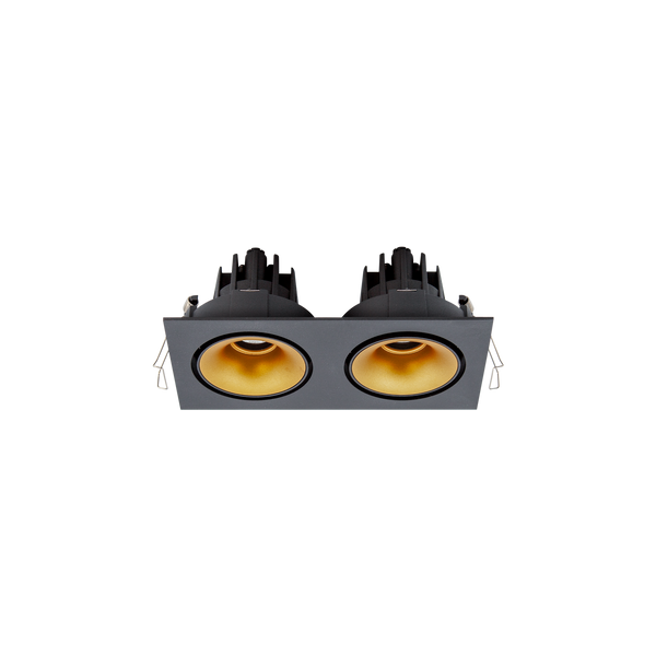 Cevon Tilt/Rotate Sml Double Downlight Kit Black, Gold 3000K