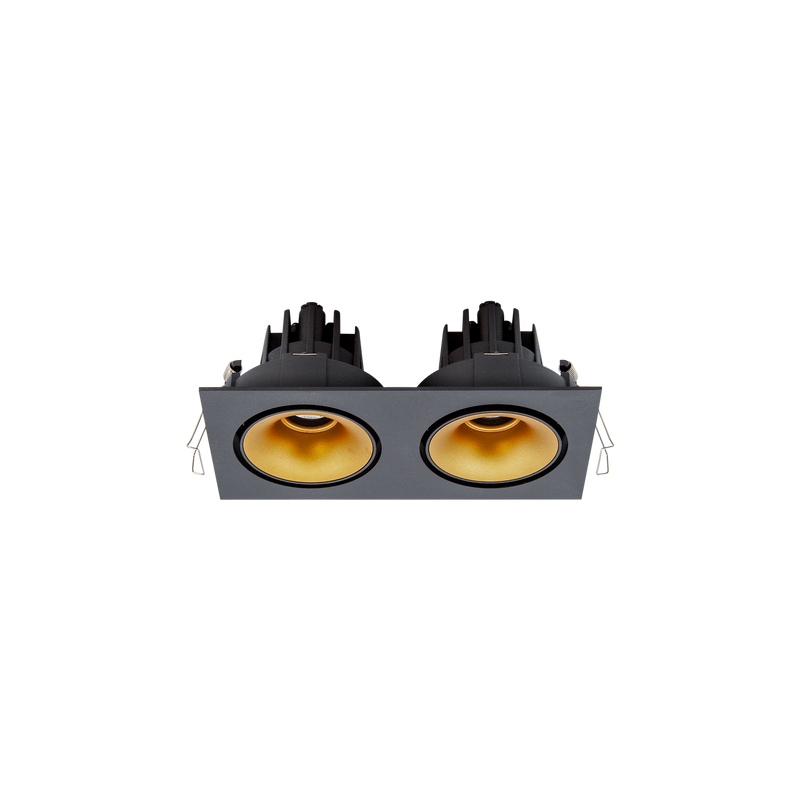 Cevon Tilt/Rotate Sml Double Downlight Kit Black, Gold 3000K