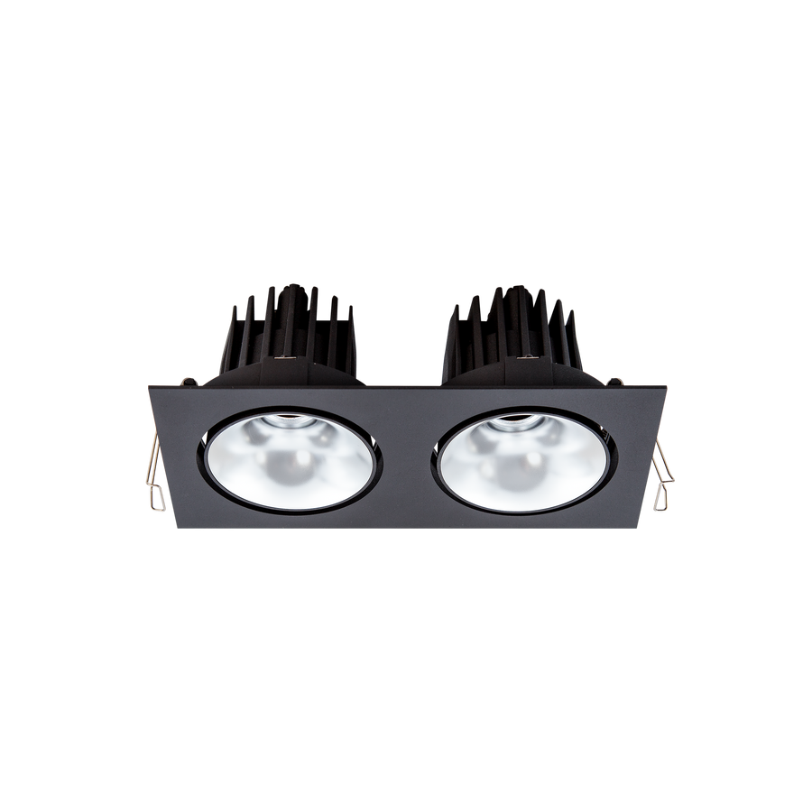 Cevon Tilt/Rotate Med Double Downlight Kit Black, Silver 3000K