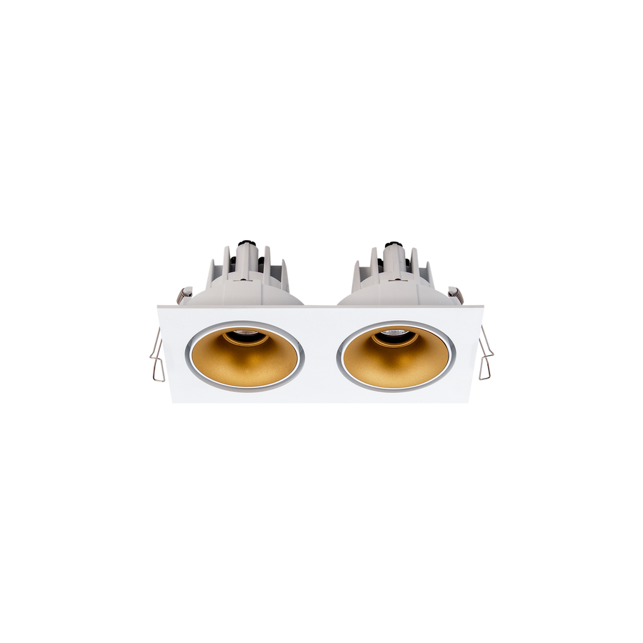 Cevon Tilt/Rotate Sml Double Downlight Kit White, Gold 3000K