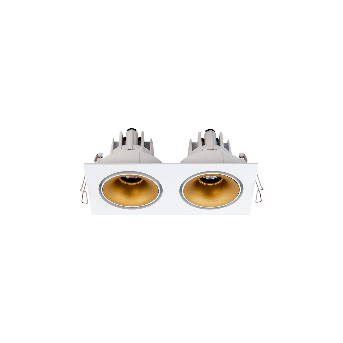 Cevon Tilt/Rotate Sml Double Downlight Kit White, Gold 3000K