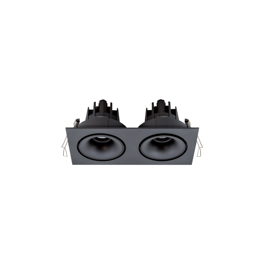 Cevon Tilt/Rotate Sml Double Downlight Kit Black, Matt Black 3000K