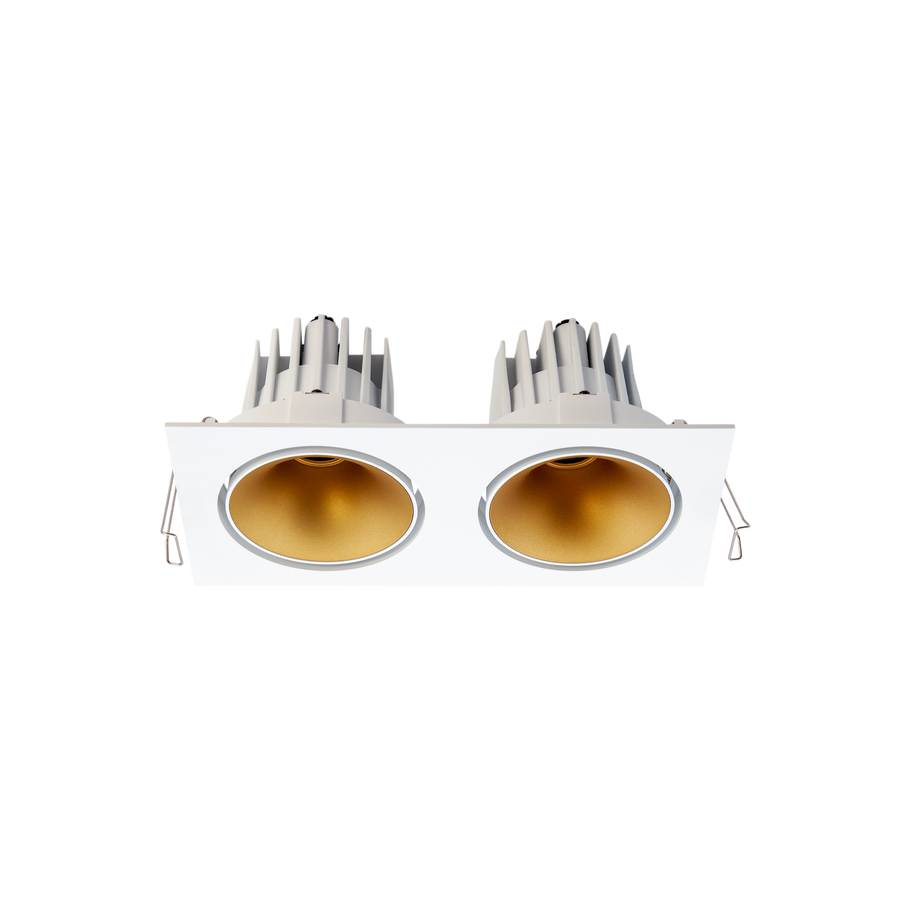 Cevon Tilt/Rotate Med Double Downlight Kit White, Gold 3000K