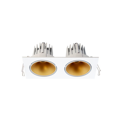 Cevon Tilt/Rotate Med Double Downlight Kit White, Gold 3000K