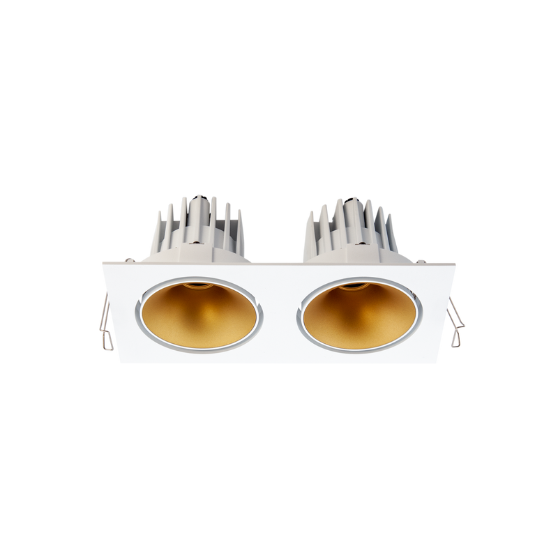 Cevon Tilt/Rotate Med Double Downlight Kit White, Gold 3000K